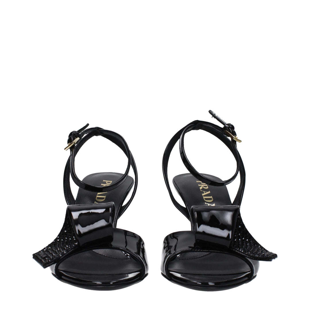 Prada Schwarze Leder Stiletto Heels Sandalen