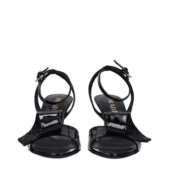 Prada Schwarze Leder Stiletto Heels Sandalen