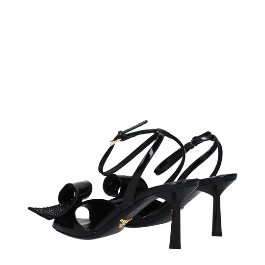 Prada Schwarze Leder Stiletto Heels Sandalen