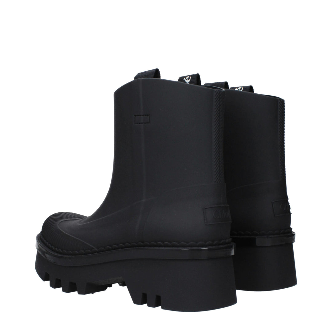 Chloé Schwarze Baumwollstiefeletten