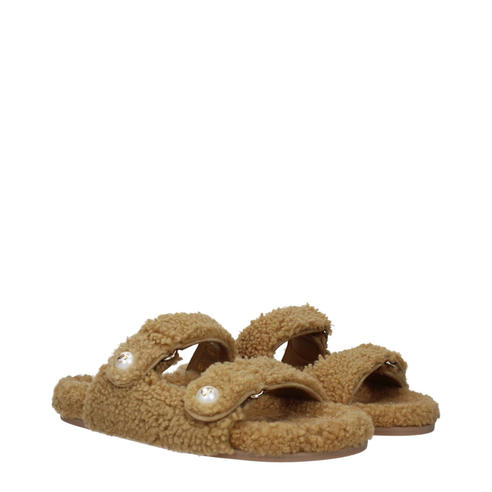 Jimmy Choo Braune Stoffslipper Sandalen