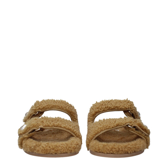 Jimmy Choo Braune Stoffslipper Sandalen