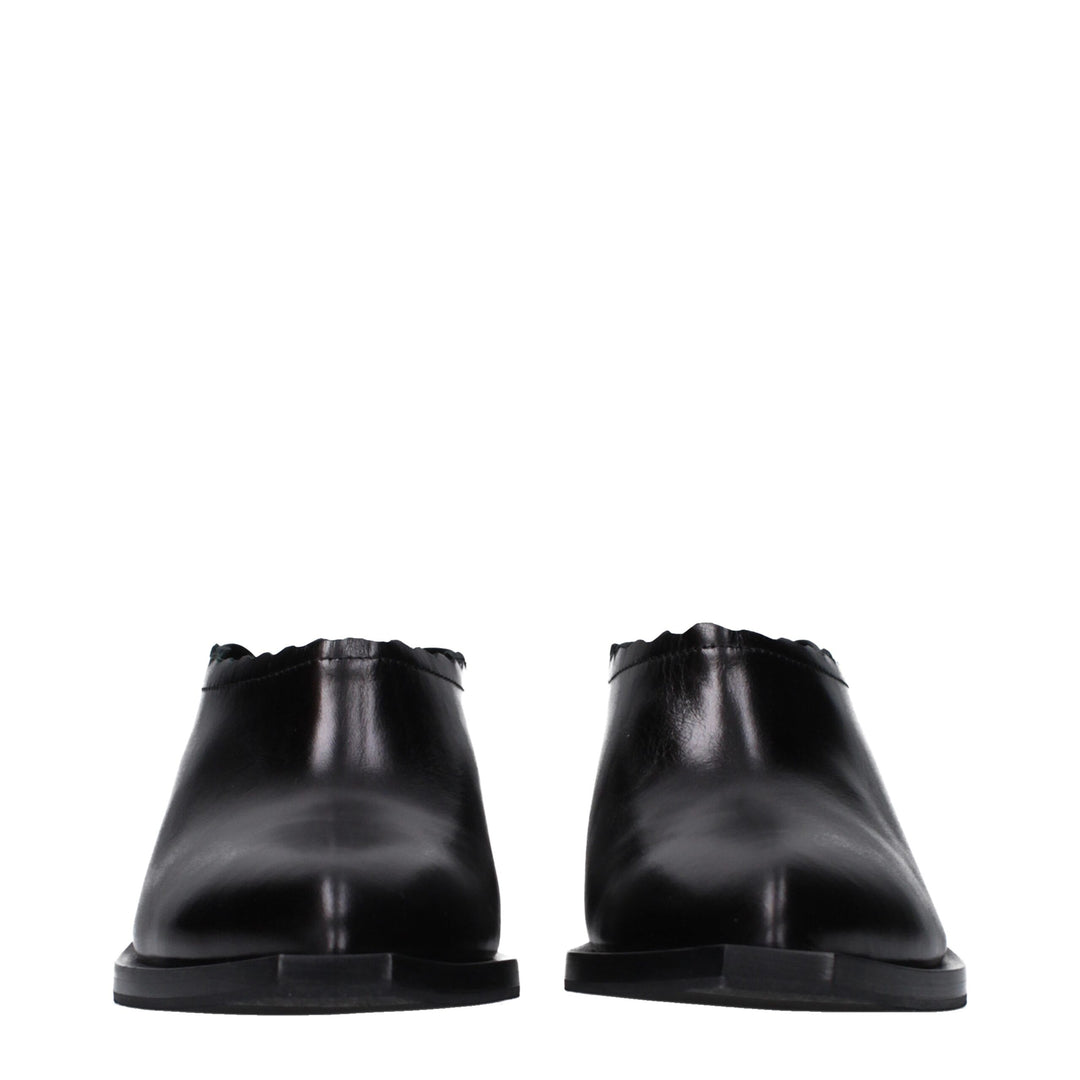 Moschino Schwarze Leder Pantoletten