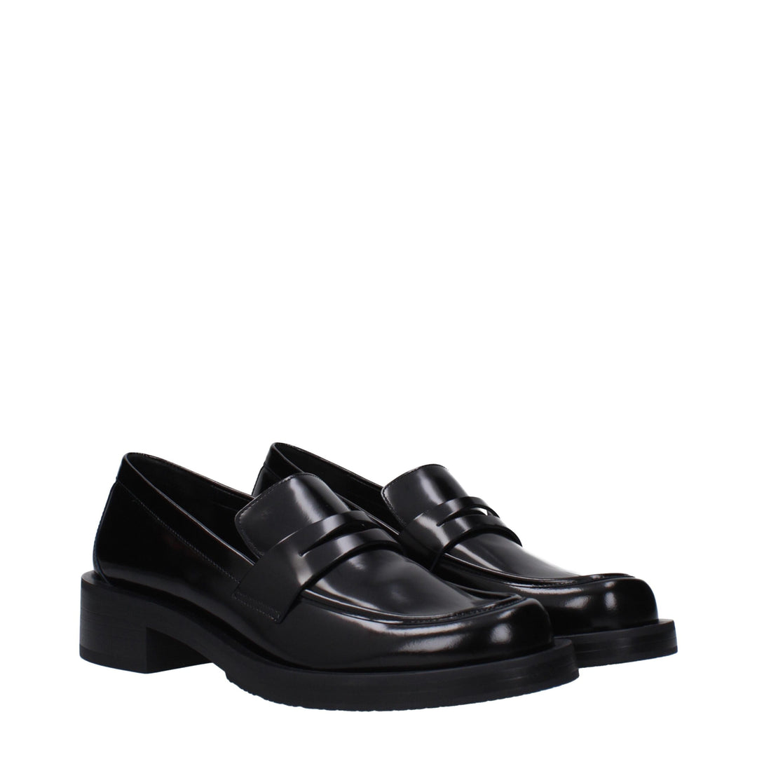 Stuart Weitzman Schwarze Leder Slipper