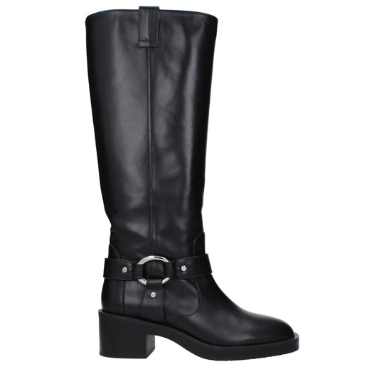 Stuart Weitzman Schwarze Lederstiefel mit hohem Absatz