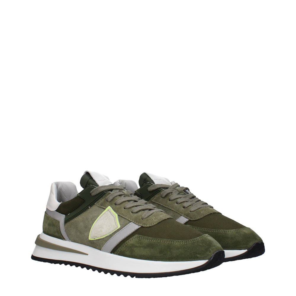 Philippe Model Grünes Leder Sportliche Turnschuhe