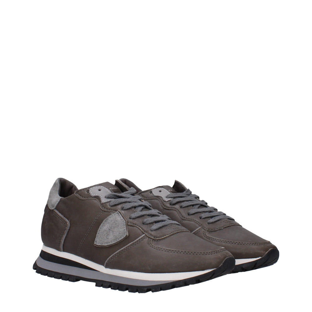 Philippe Model Graue Leder-Sneakers