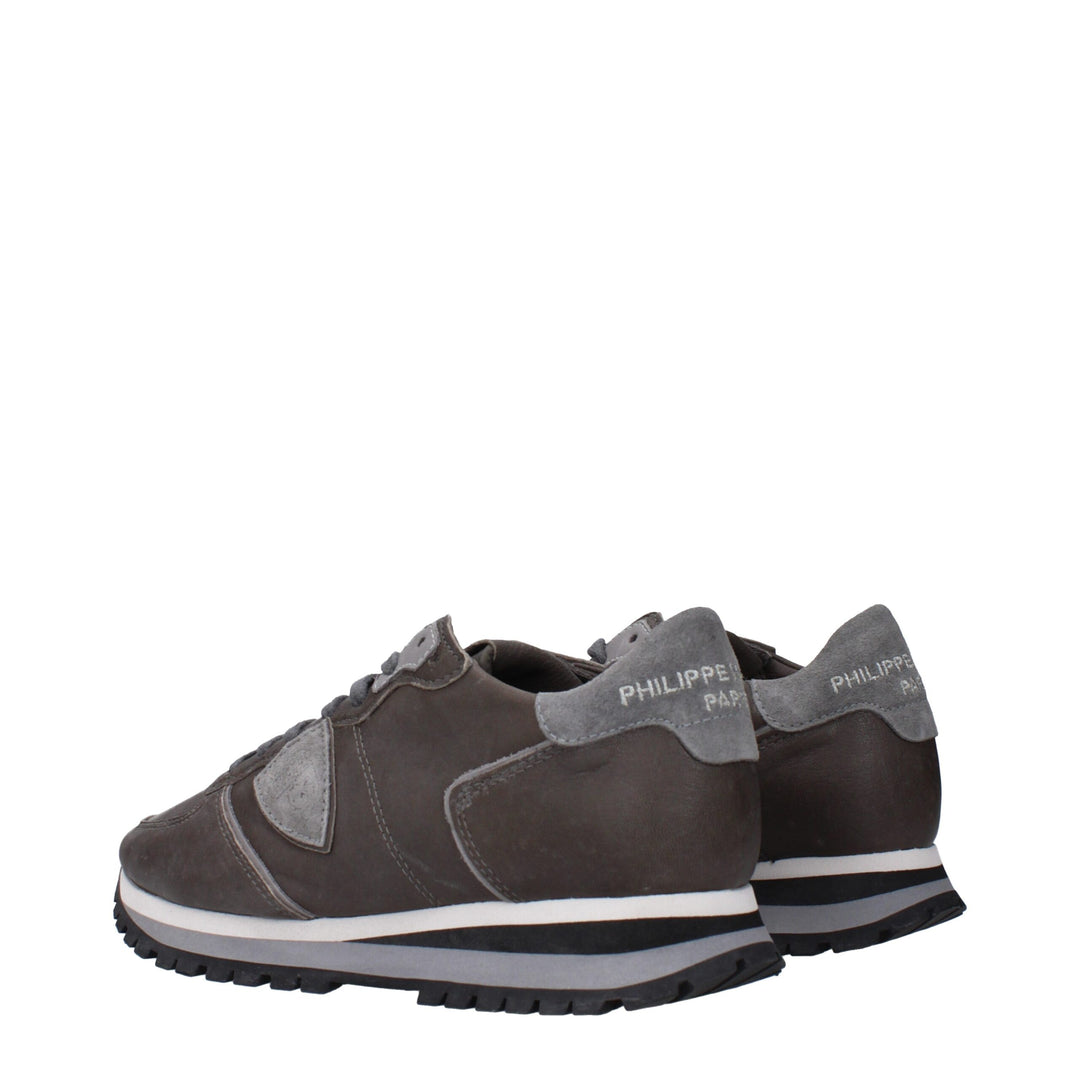 Philippe Model Graue Leder-Sneakers