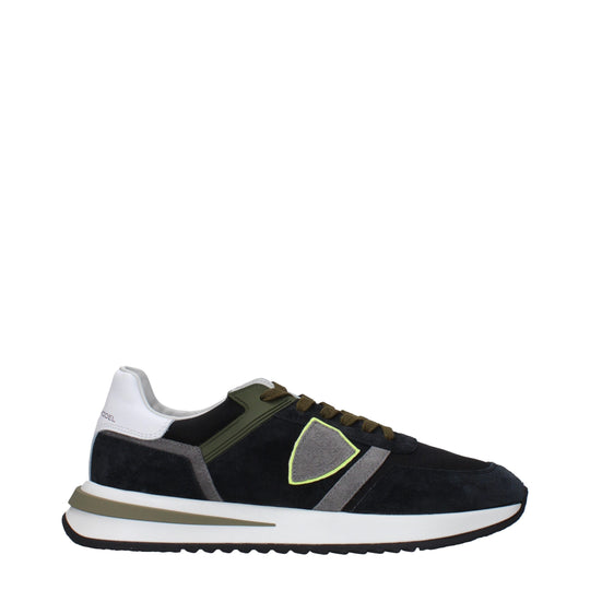 Philippe Model Blaue Leder Sportliche Turnschuhe