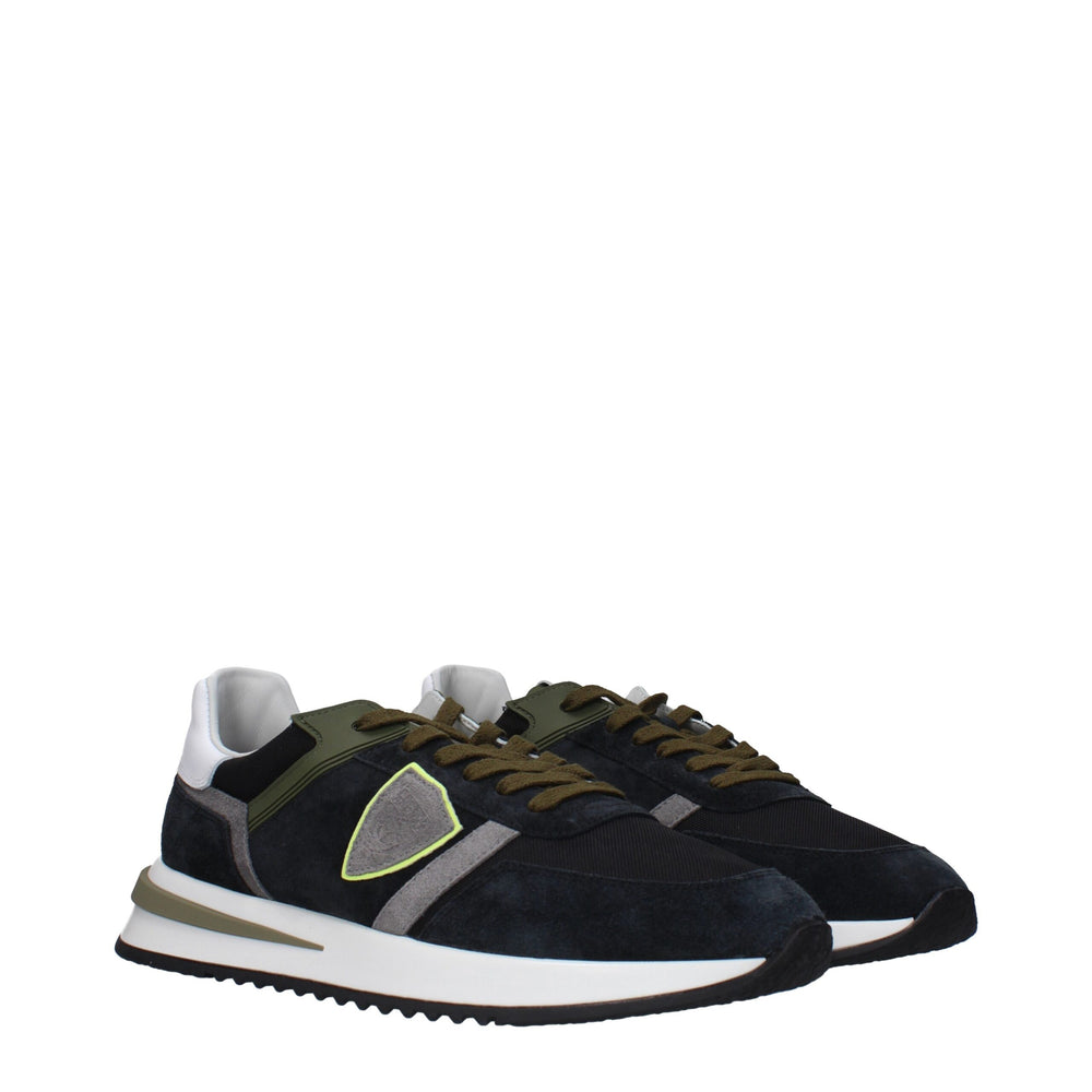 Philippe Model Blaue Leder Sportliche Turnschuhe