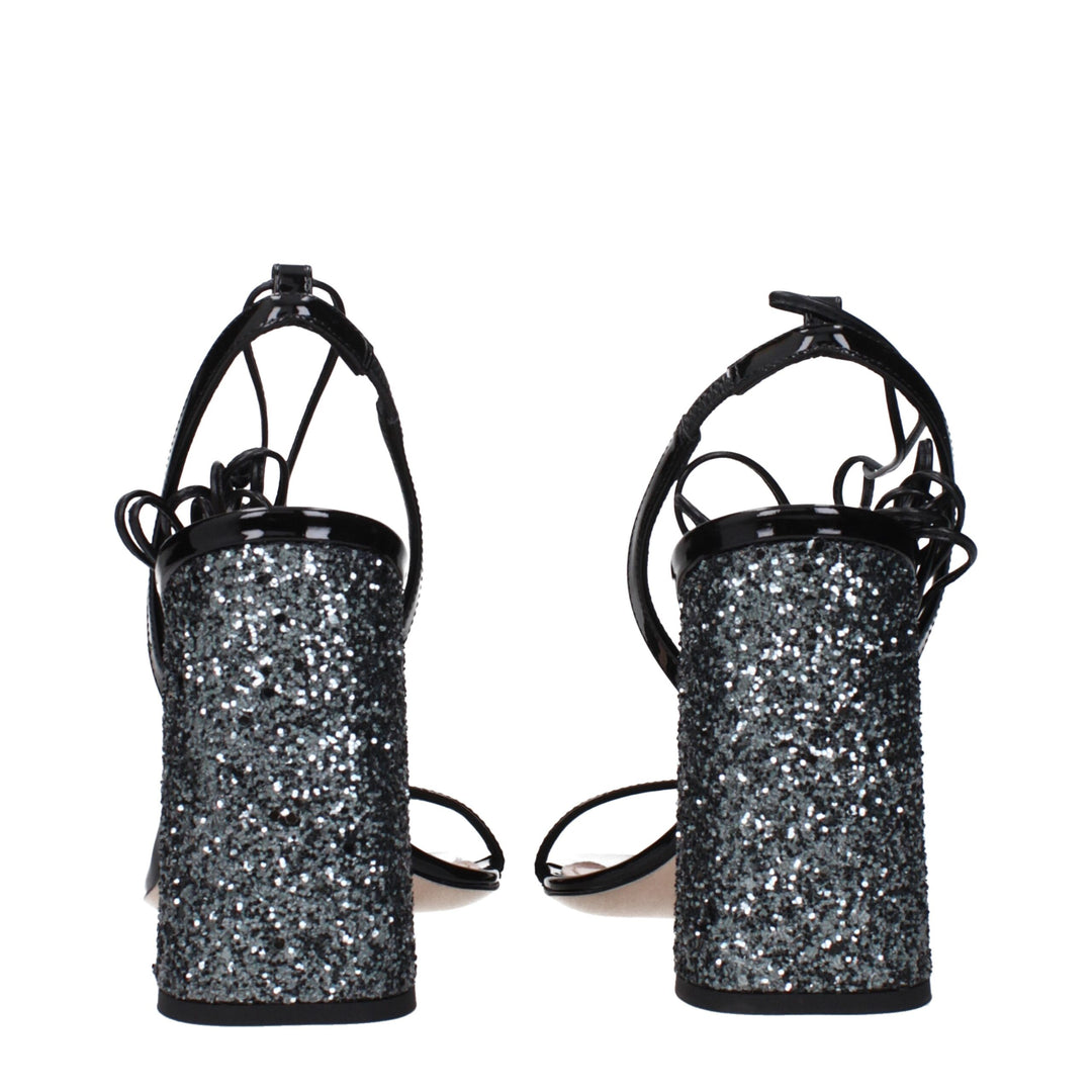 Miu Miu Schwarze Leder-Plateaus