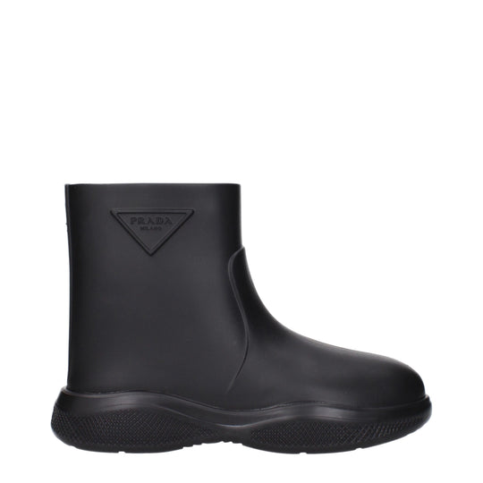 Prada Schwarze Baumwollstiefeletten