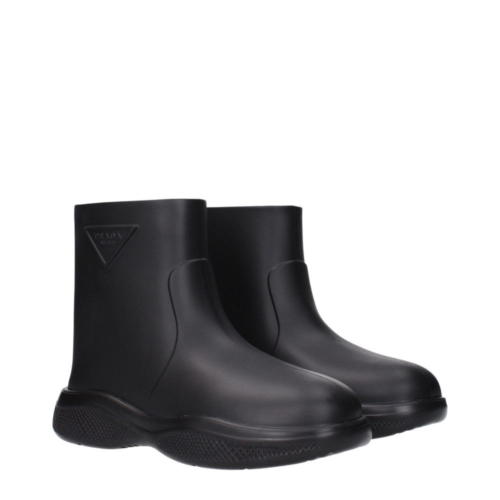 Prada Schwarze Baumwollstiefeletten