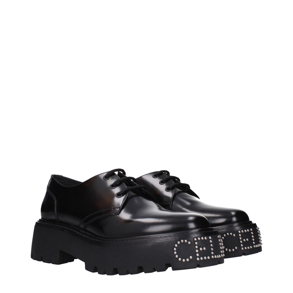 Celine Schwarze Leder Oxfords und Derbies