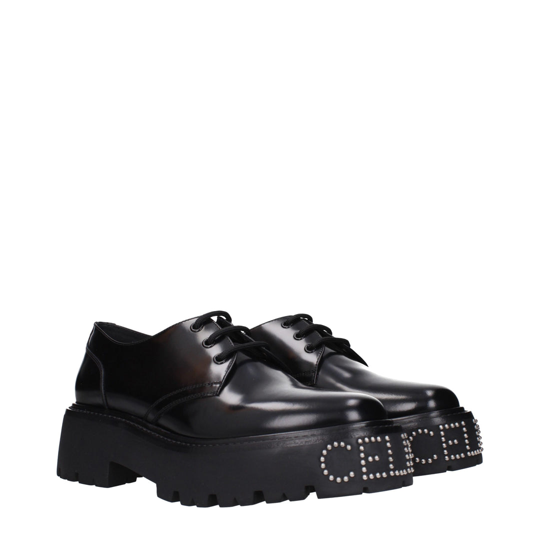 Celine Schwarze Leder Oxfords und Derbies