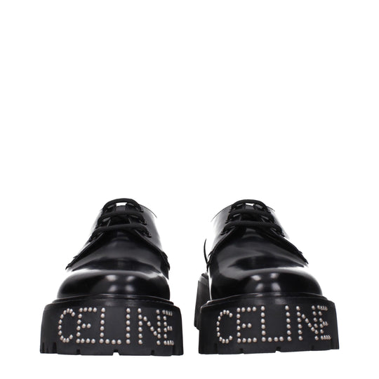 Celine Schwarze Leder Oxfords und Derbies