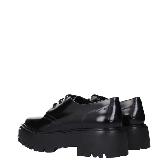 Celine Schwarze Leder Oxfords und Derbies