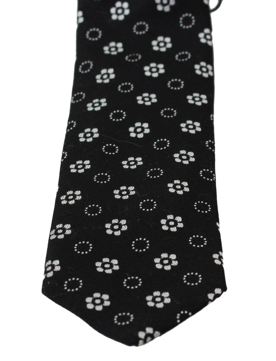Dolce & Gabbana Elegante Schwarze Seidenkrawatte mit Blumenmuster - Léoré