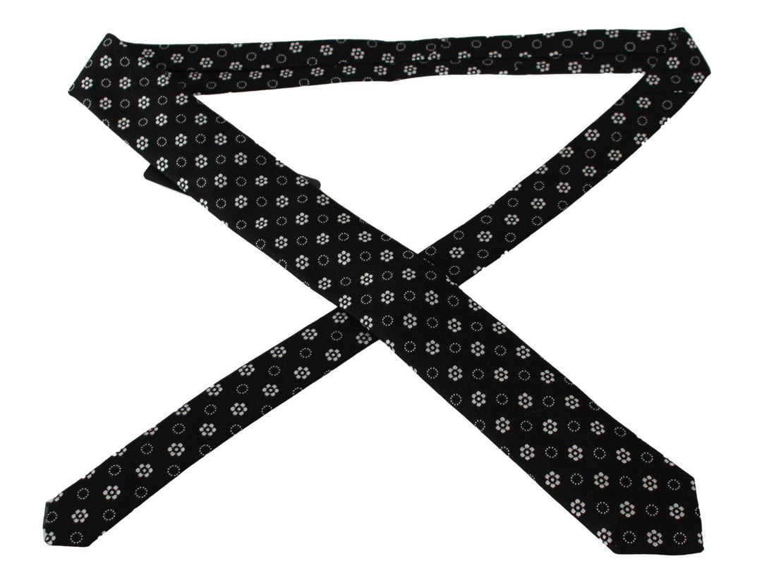 Dolce & Gabbana Elegante Schwarze Seidenkrawatte mit Blumenmuster - Léoré