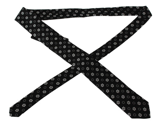 Dolce & Gabbana Elegante Schwarze Seidenkrawatte mit Blumenmuster - Léoré