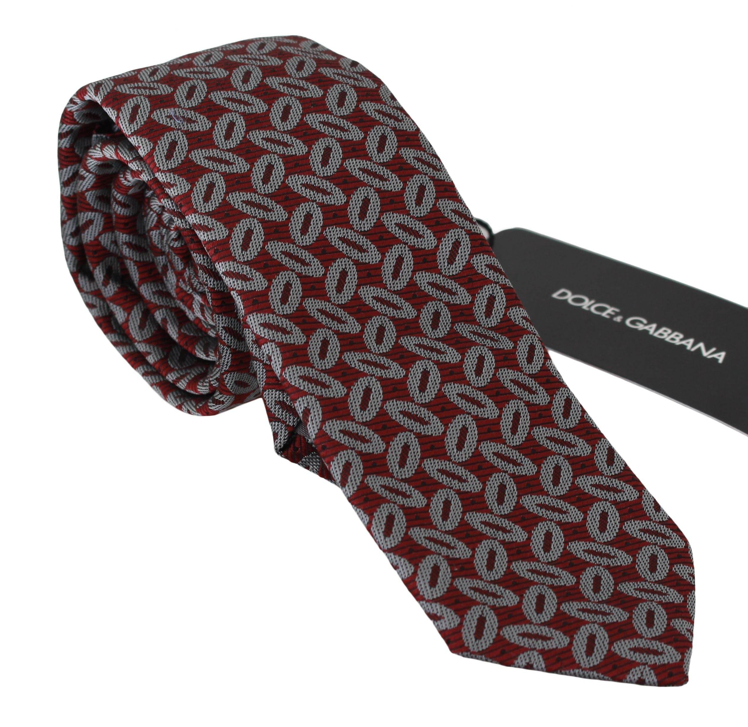 Dolce & Gabbana Elegante rote bedruckte Seidenkrawatte - Léoré