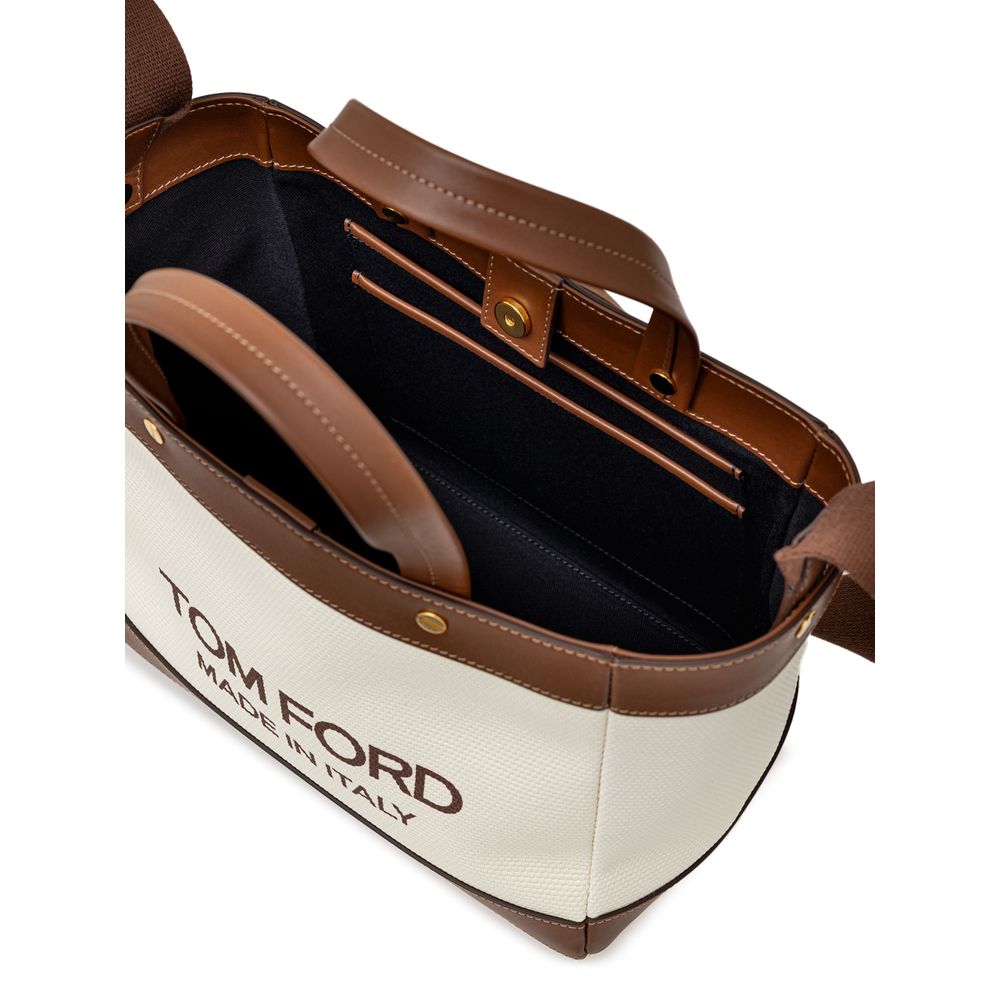Tom Ford Beigefarbene Tote Bag aus Baumwolle