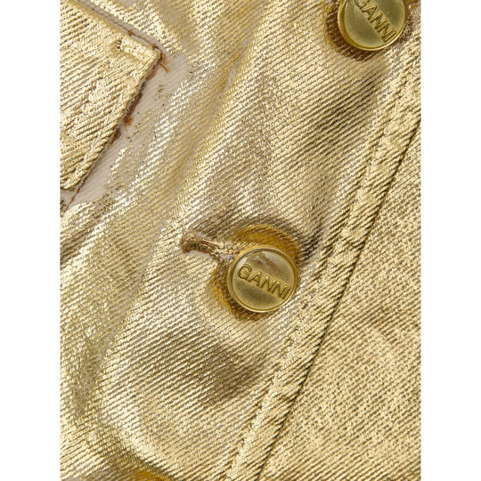 Ganni Goldfarbene Baumwolle Sleveless Jacke