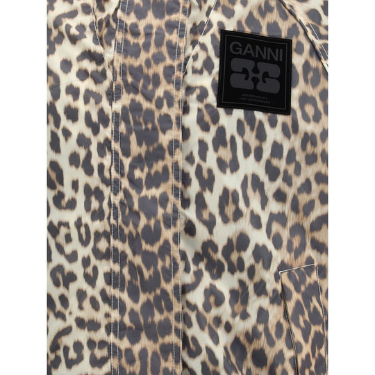 Ganni Leopard Regenmantel Jacke