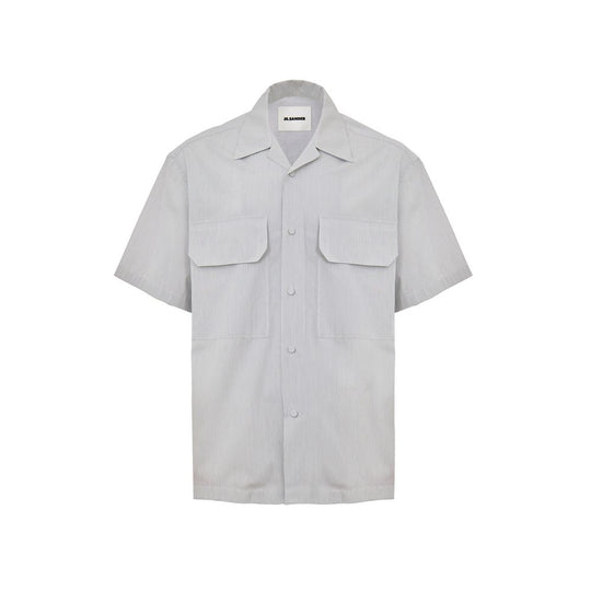 Jil Sander Blaues Baumwoll-Kurzarmhemd