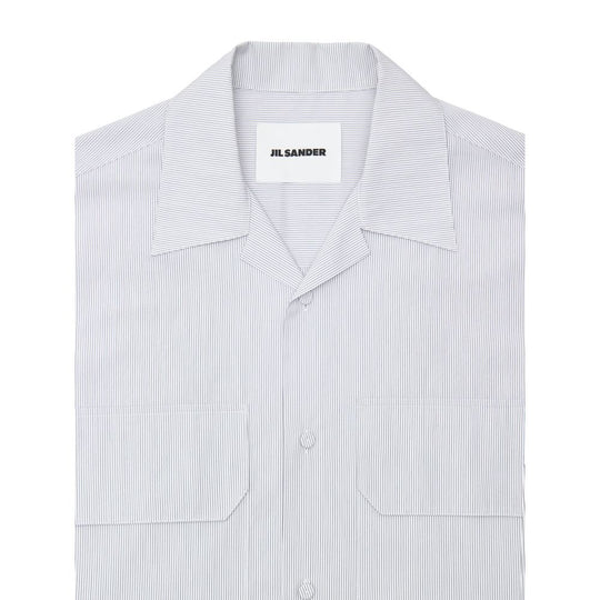 Jil Sander Blaues Baumwoll-Kurzarmhemd