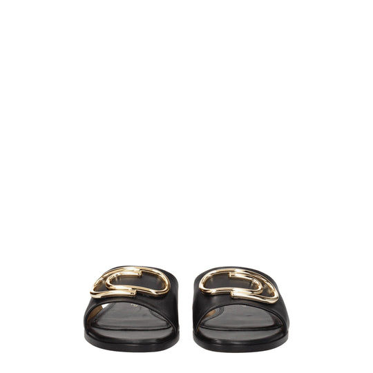 Off-White Schwarze Lederpantoffeln Sandalen