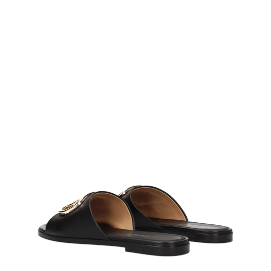 Off-White Schwarze Lederpantoffeln Sandalen