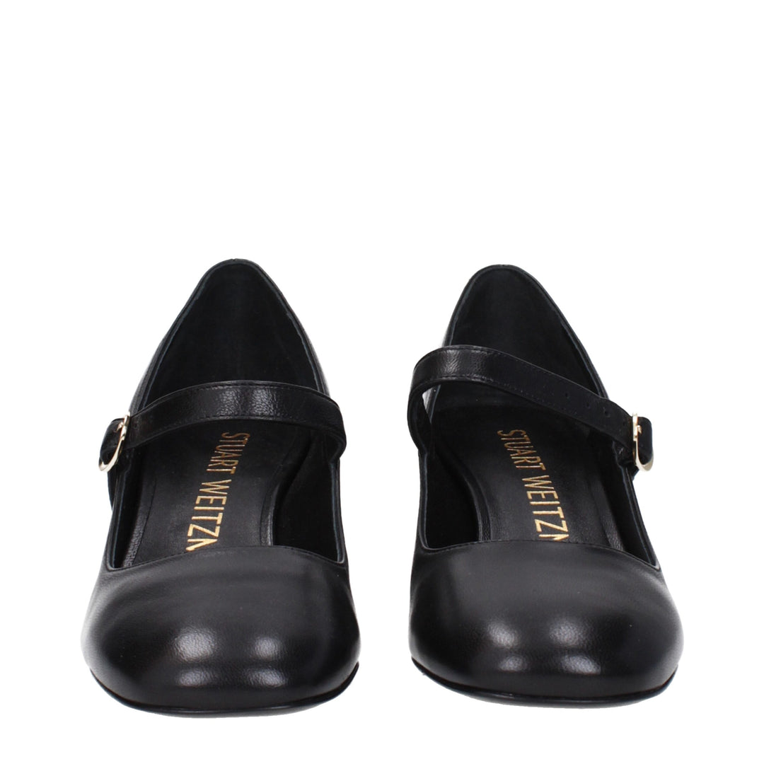 Stuart Weitzman Schwarze Leder Pumps mit mittlerem Absatz