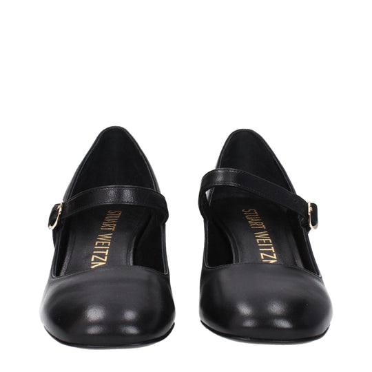 Stuart Weitzman Schwarze Leder Pumps mit mittlerem Absatz