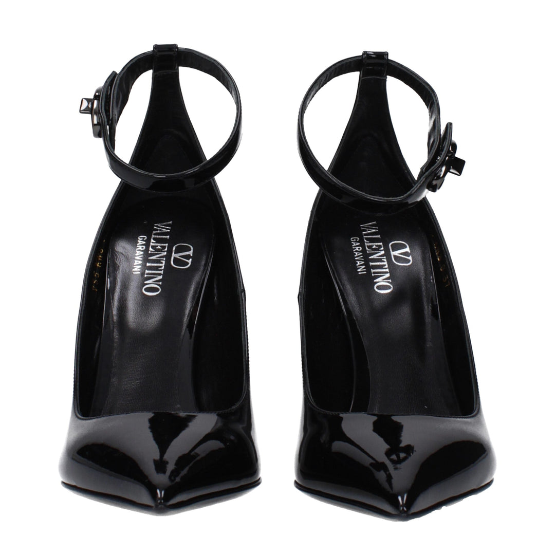 Valentino Garavani Schwarze Leder-Plateaus Pumps