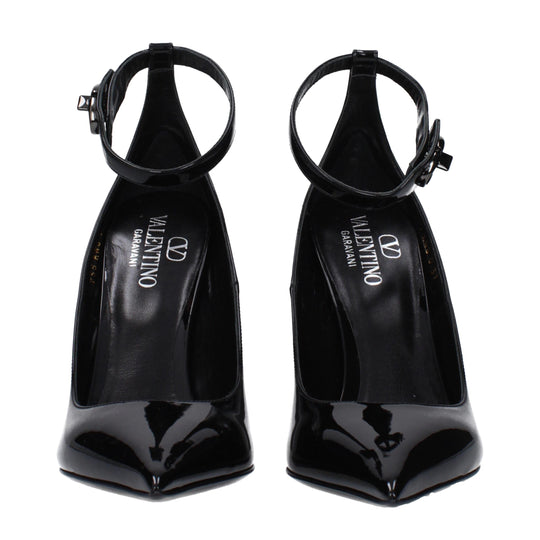 Valentino Garavani Schwarze Leder-Plateaus Pumps
