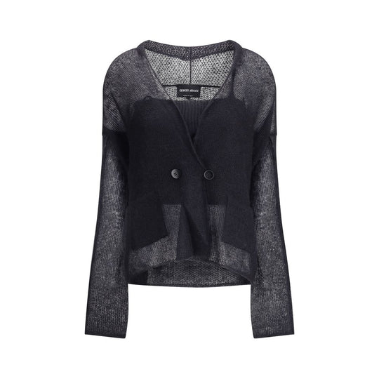 Giorgio Armani Zweireihige Strickjacke und Oberteil aus einer Woll-Mohair-Mischung Twin-Set