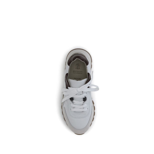 Brunello Cucinelli Sneakers aus Leder mit glänzenden Details