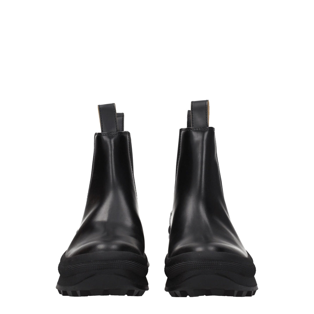 Jil Sander Schwarze Lederstiefeletten