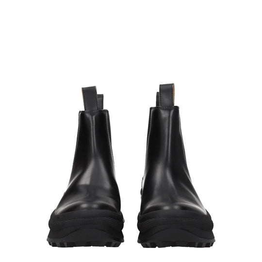 Jil Sander Schwarze Lederstiefeletten