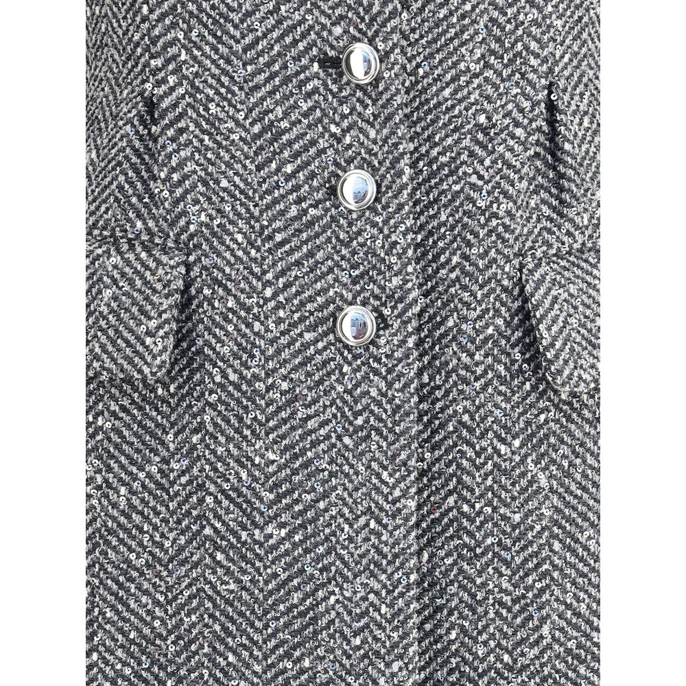 Alessandra Rich Langer Tweed-Mantel