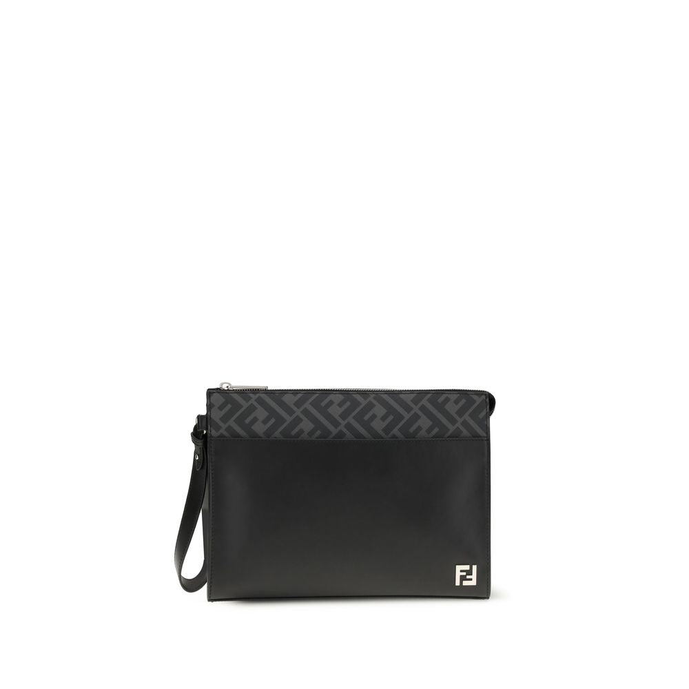 Fendi Schwarze Leder-Clutch