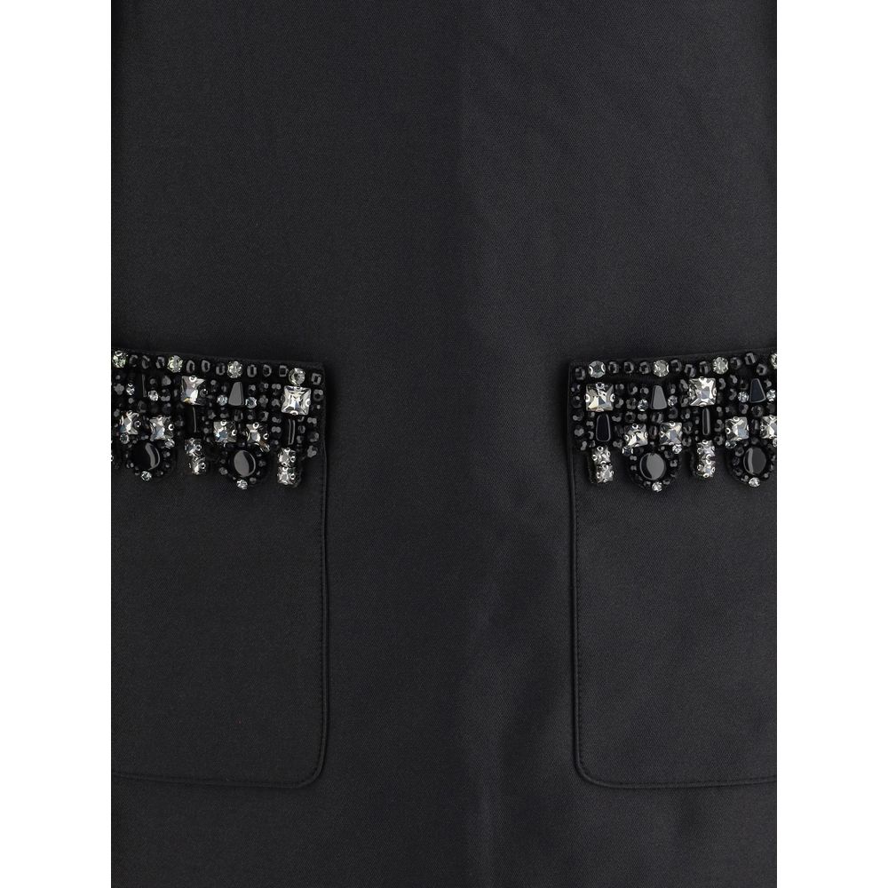 Self-Portrait Kurzes Kleid aus Taft mit verzierten Borten