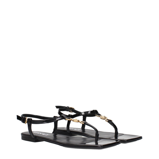 Versace Schwarze Flip-Flop-Sandalen aus Leder