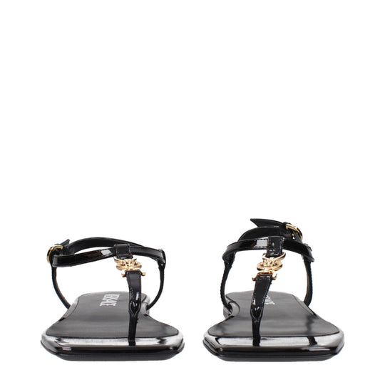 Versace Schwarze Flip-Flop-Sandalen aus Leder