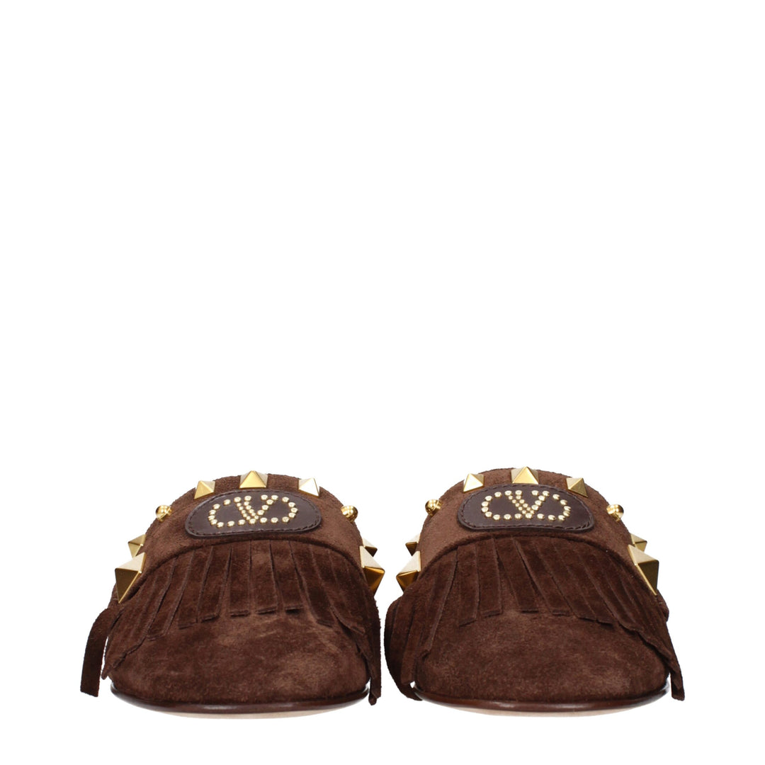 Valentino Garavani Braune Lederpantoffeln Sandalen