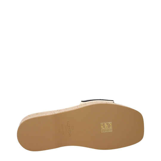 Valentino Garavani Beige Leder Wedges Sandalen
