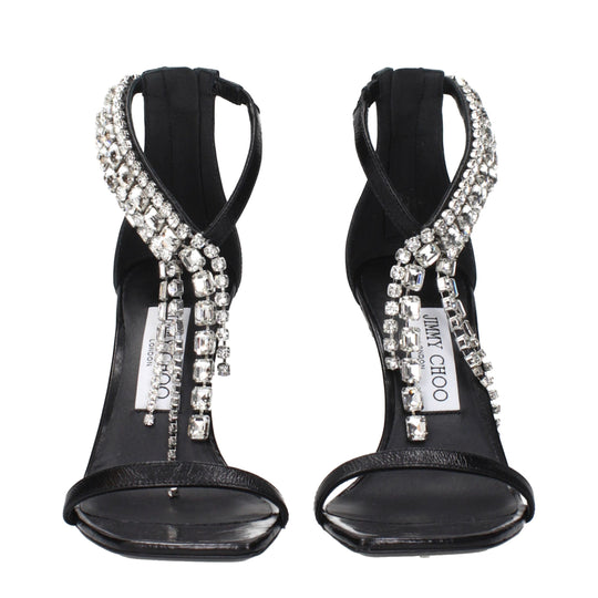 Jimmy Choo Schwarze Leder Stiletto Heels Sandalen