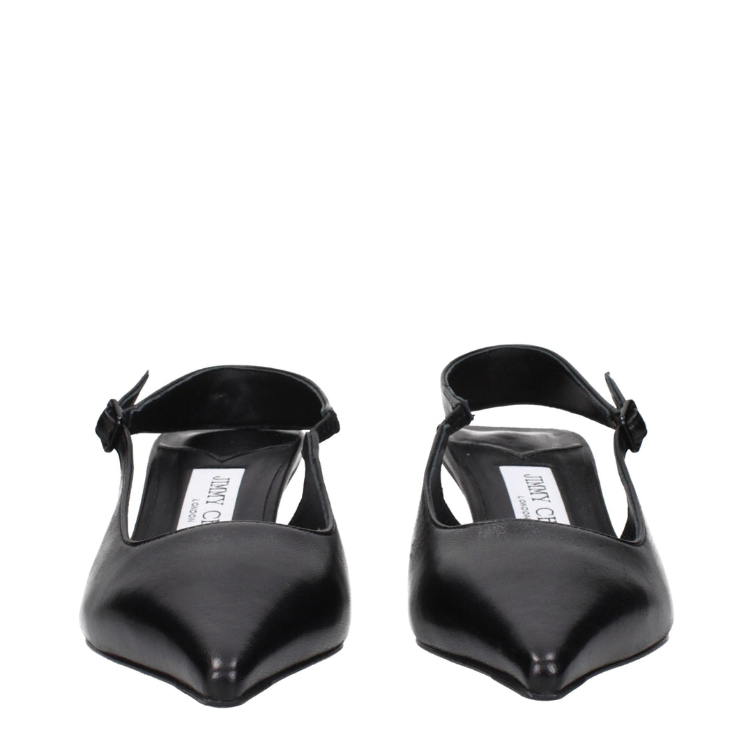 Jimmy Choo Flache Sandalen aus schwarzem Leder