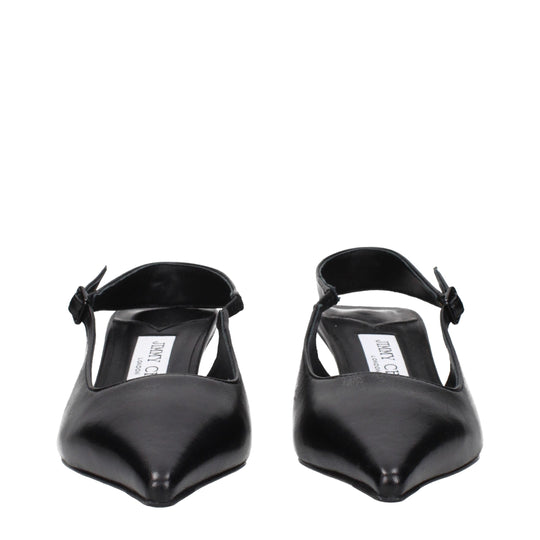 Jimmy Choo Flache Sandalen aus schwarzem Leder
